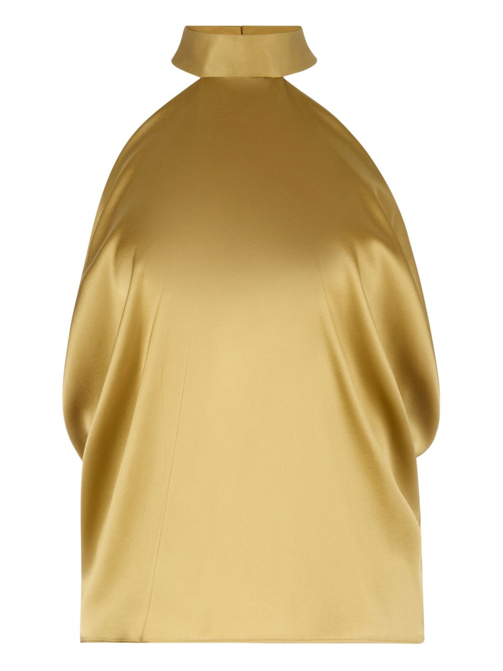 Gold-Tone Silk Halterneck Top