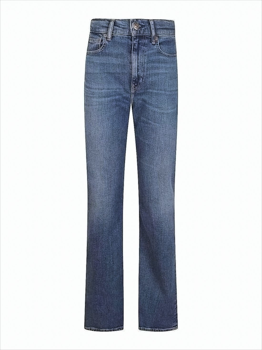 Mid-Rise Straight-Leg Denim Pants with Classic Five-Pocket Design