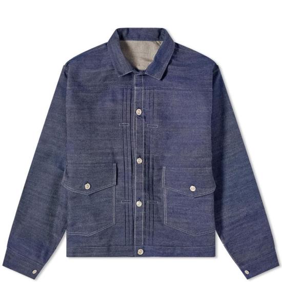 Structured Indigo Blue Denim Jacket with Flap Pockets