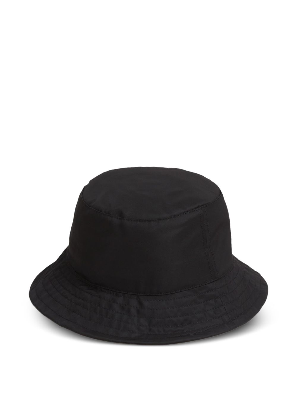 Rounded Brim Black Bucket Hat with Heart Emblem