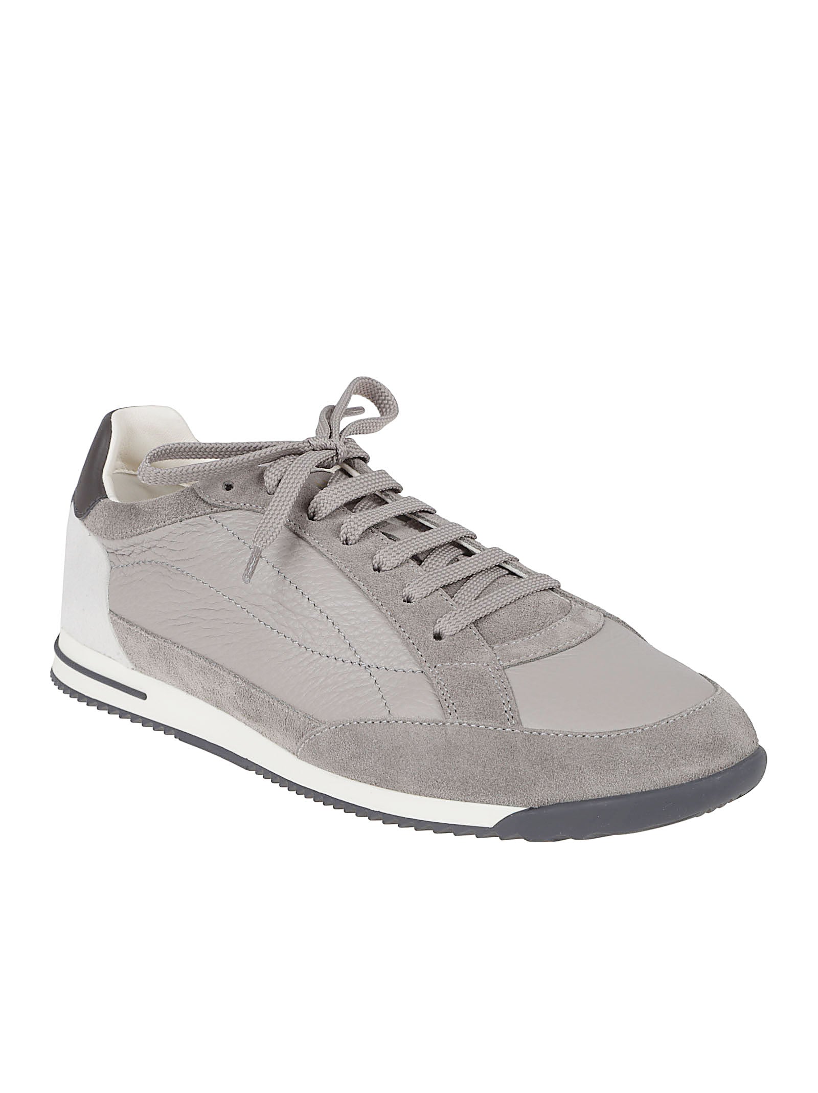 Low-Profile Sneakers with Smooth and Suede Leather Panels