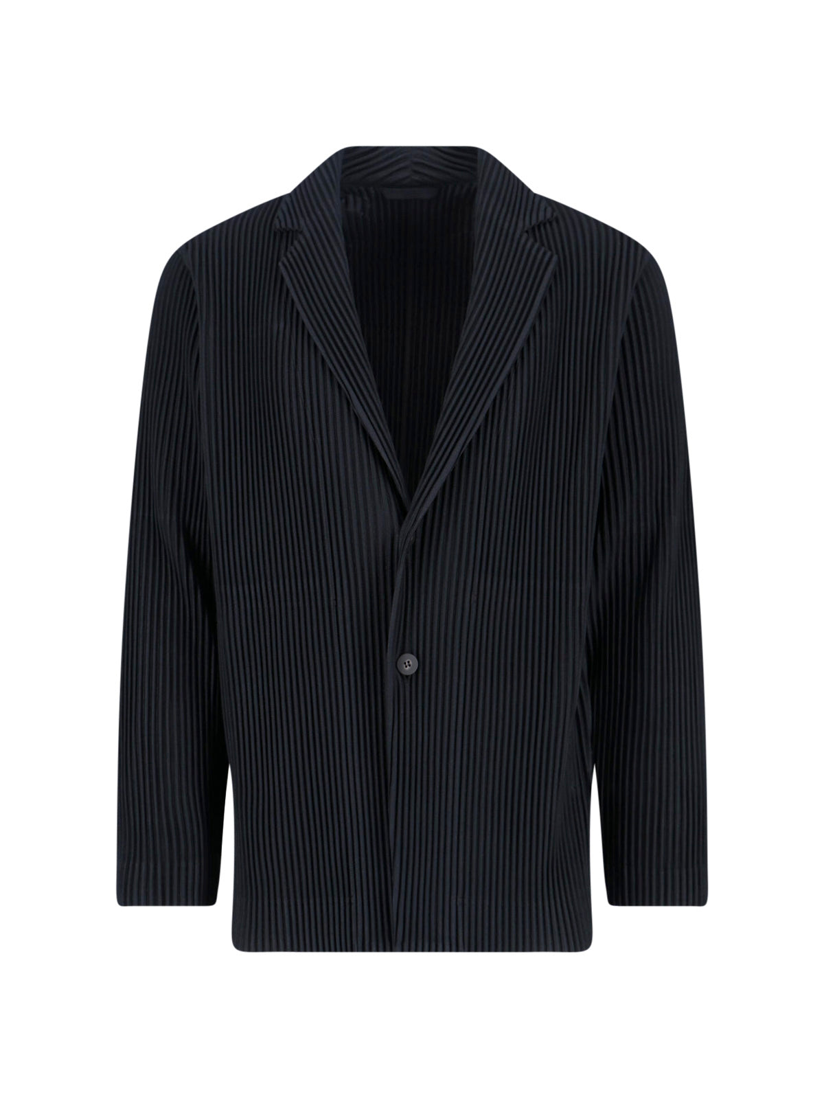 Black Pleated Single-Breasted Blazer