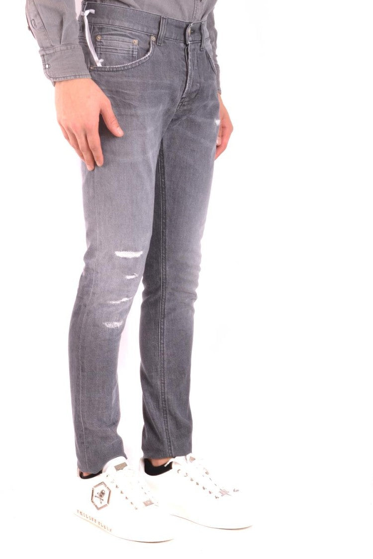Faded Black Slim-Fit Jeans With Distressed Details