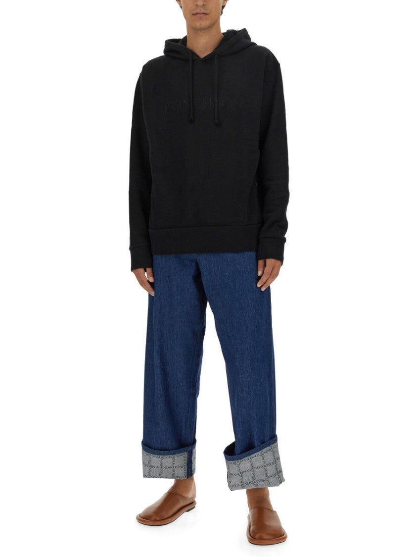 Relaxed Fit Black Hooded Sweatshirt