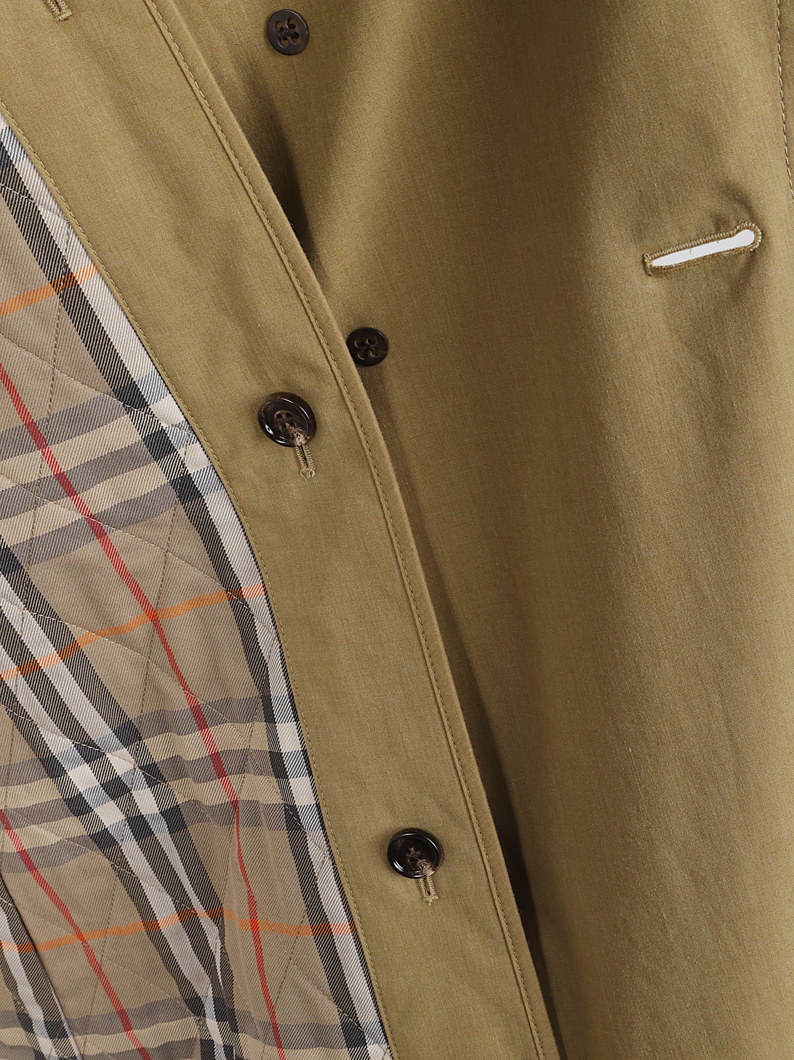Long Brown Trench Coat with Removable Belt and Signature Check Lining