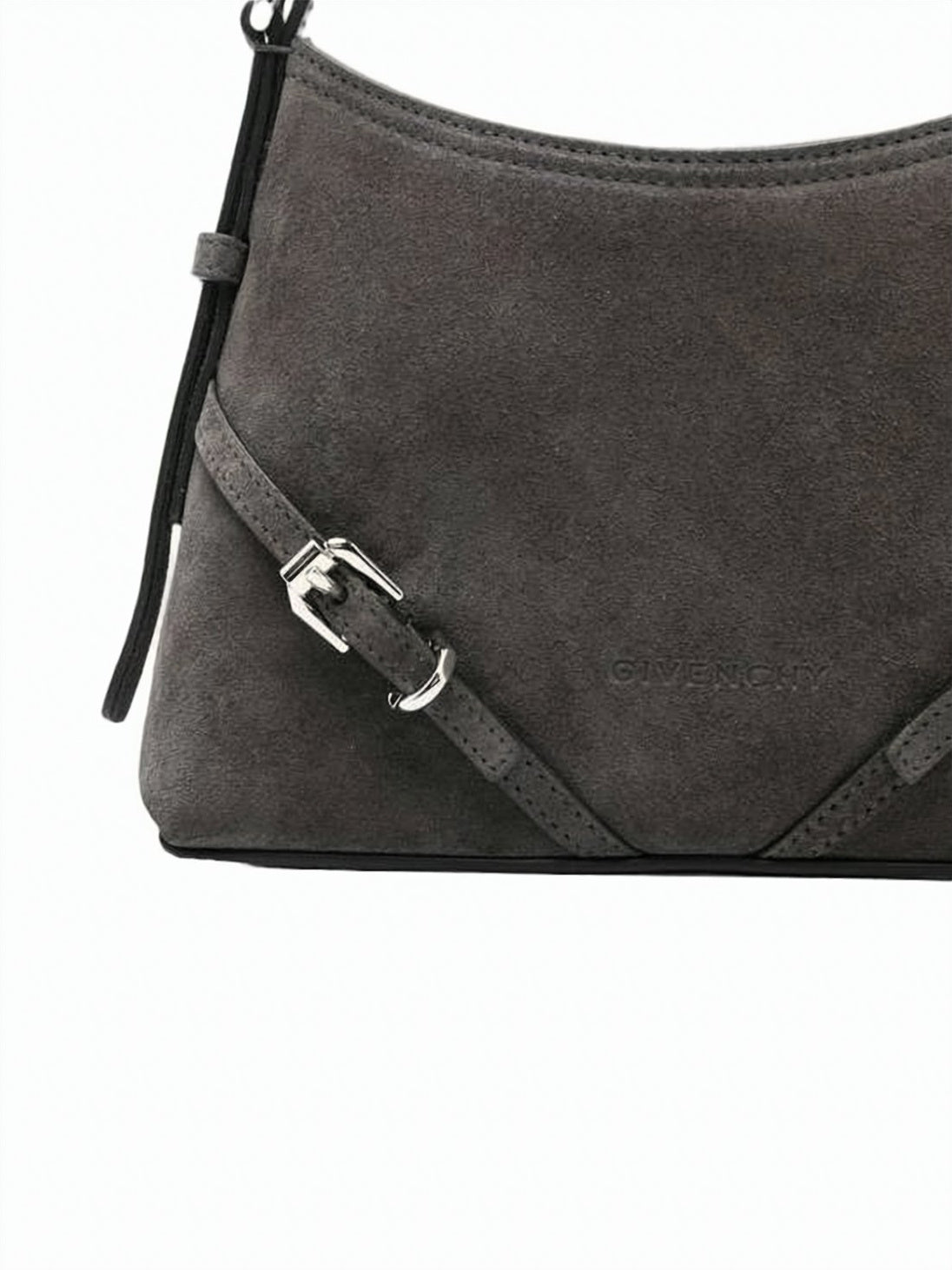 Structured Dark Grey Suede Handbag
