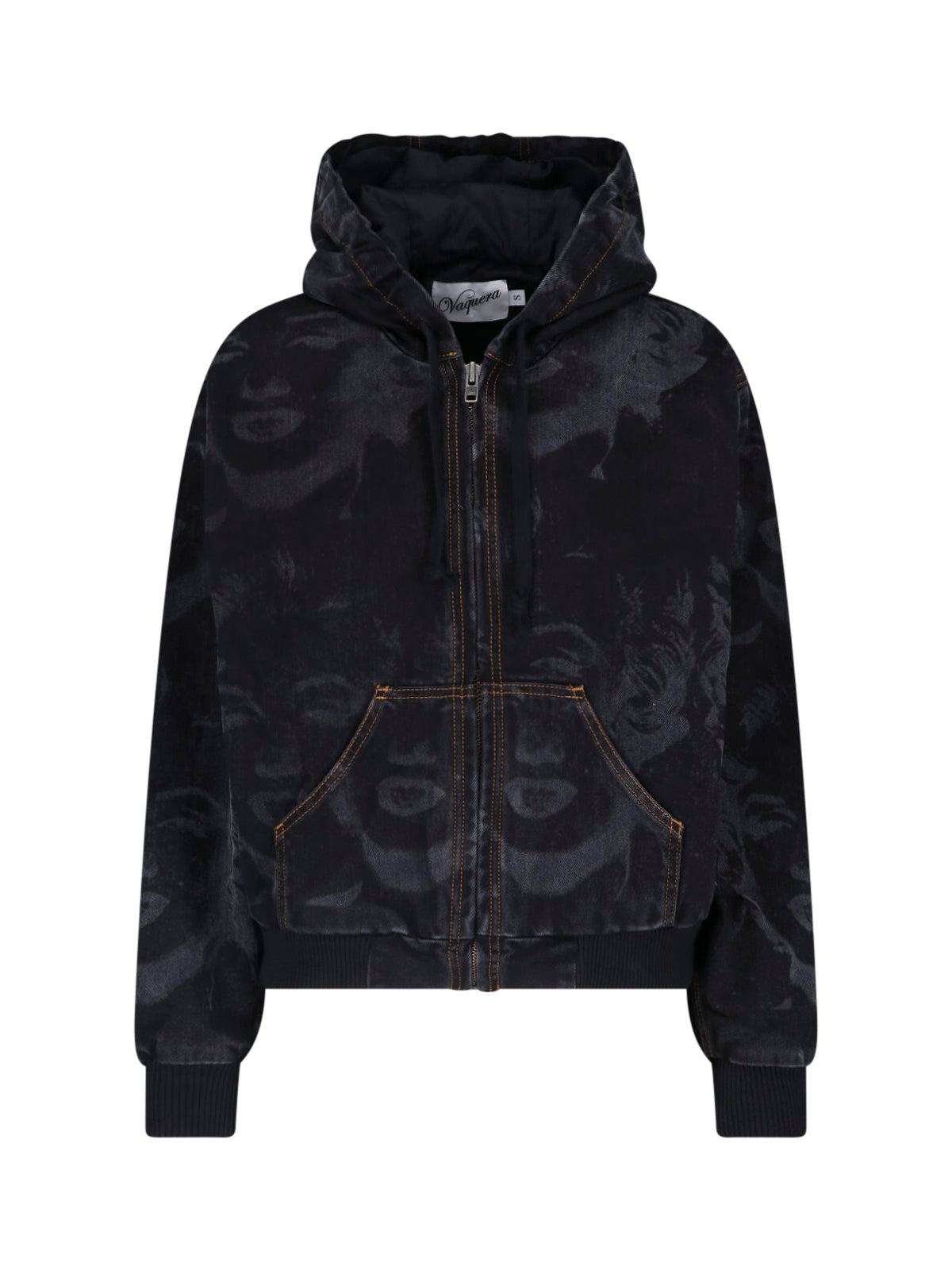 Black Artistic Print Cropped Jacket