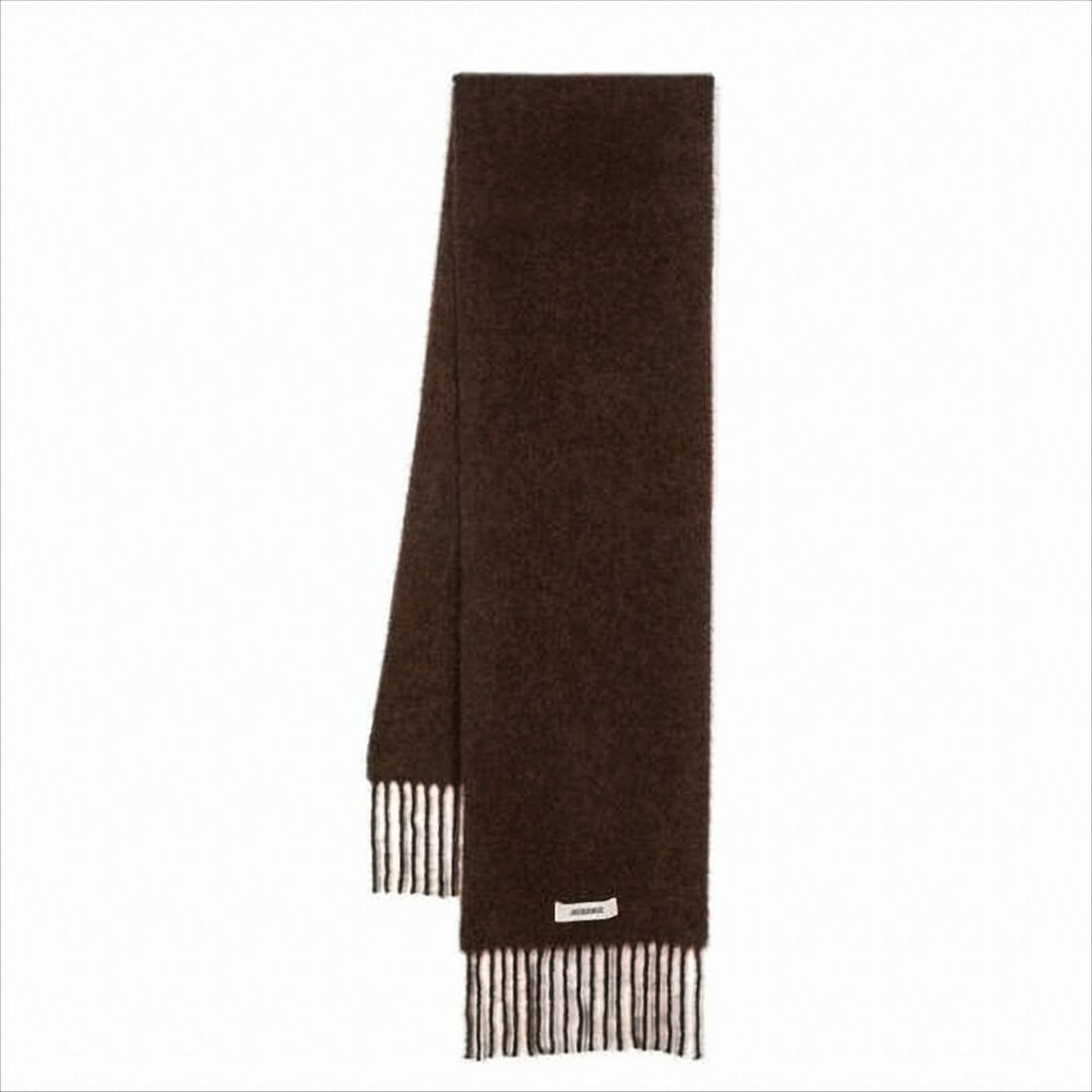 Textured Long Scarf With Fringed Ends