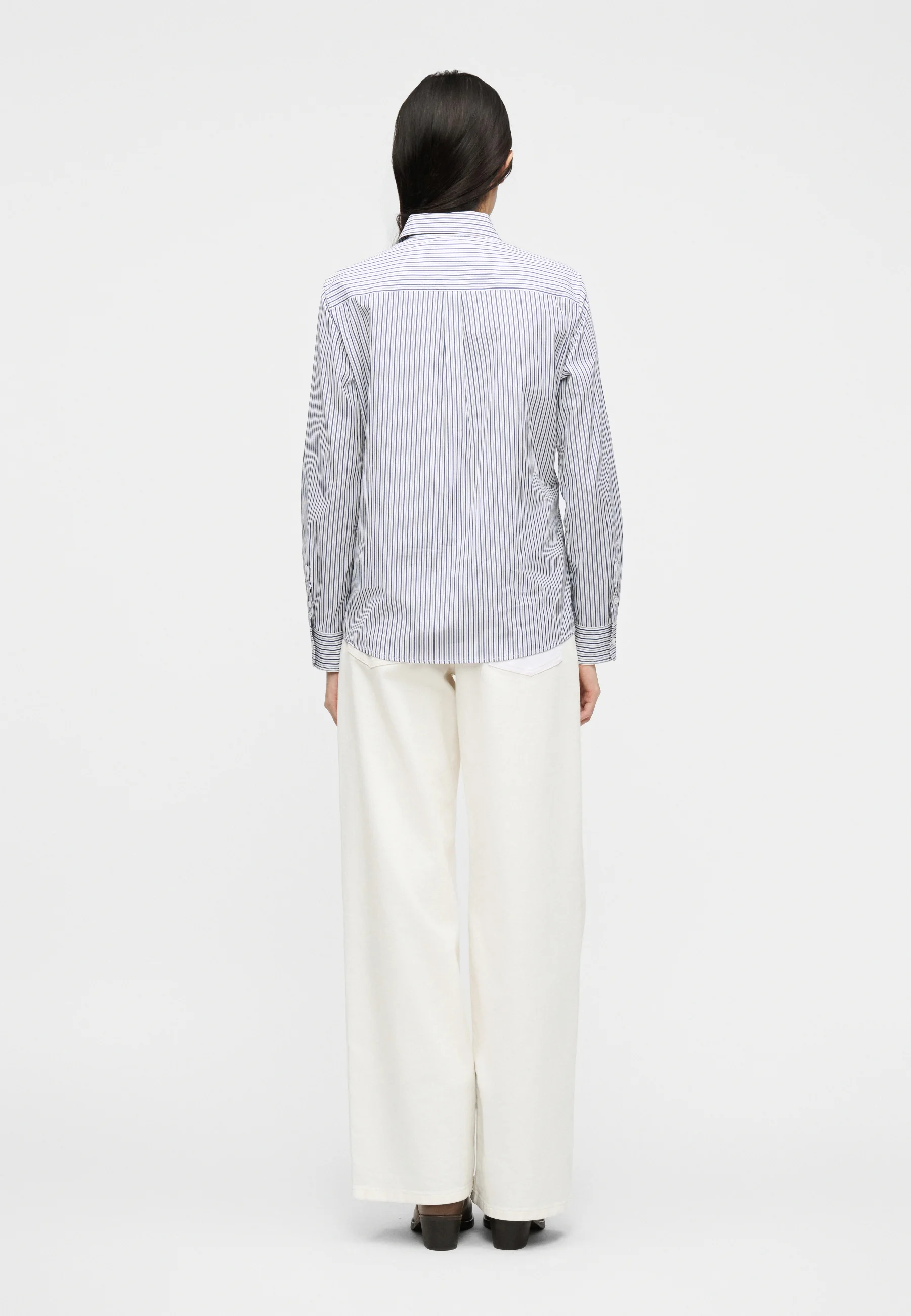 Blue Striped Cotton Blend Shirt