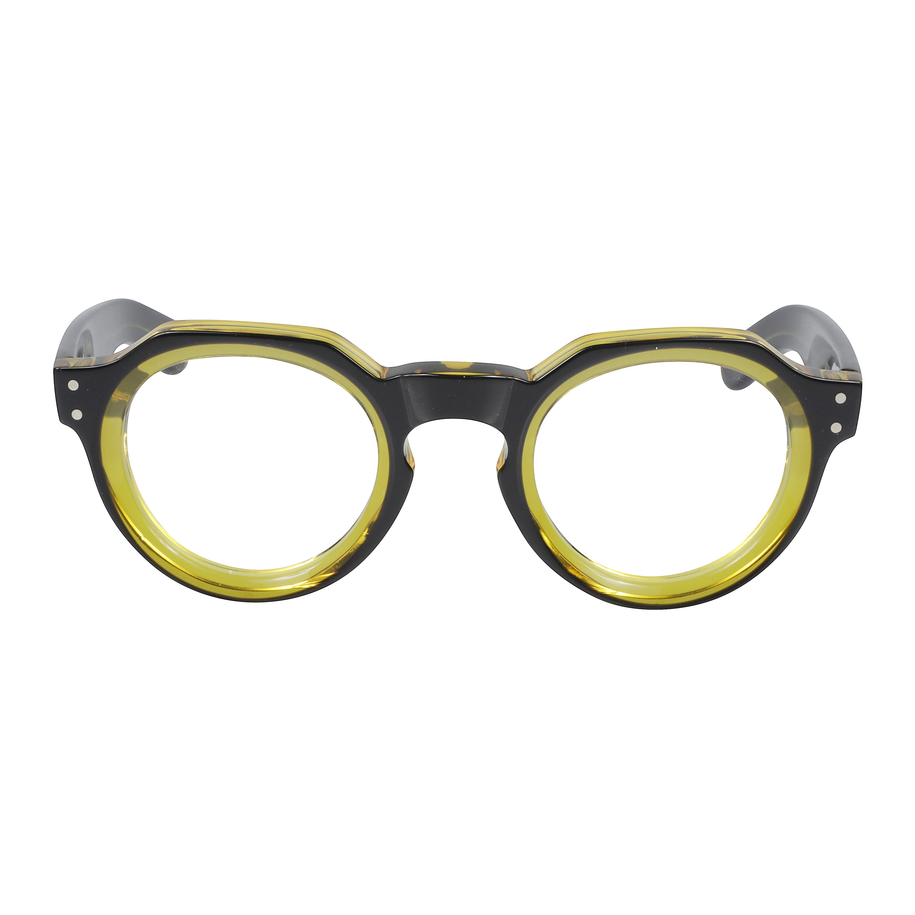 Spike Two-Tone Round Frame Sunglasses with Metallic Rivets