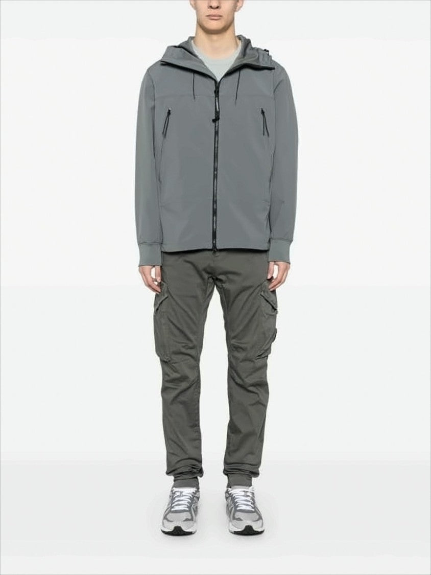 Minimalist Grey Zip Closure Jacket with Adjustable Hood