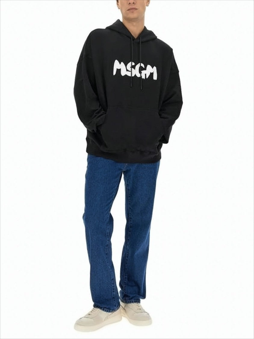Relaxed Fit Black Hoodie With Bold Logo