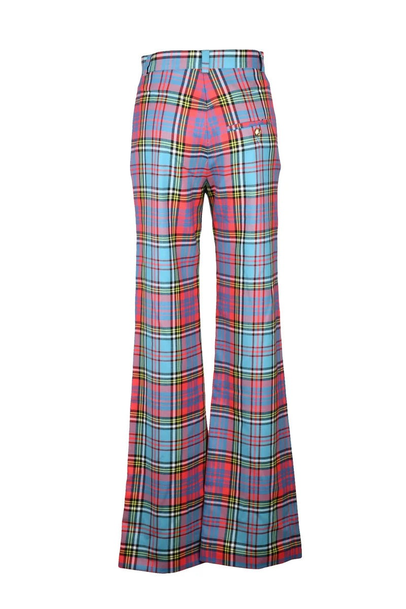 Virgin Wool Trousers - Blue/Red
