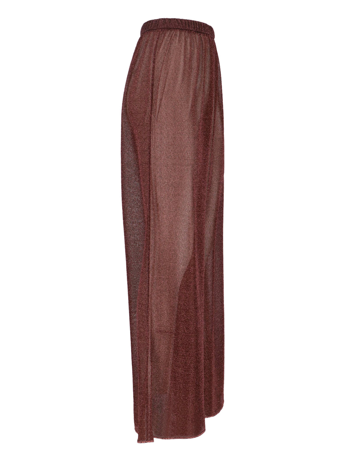 "Lumière" Trousers In Semi-Transparent Brown Metallic Fabric