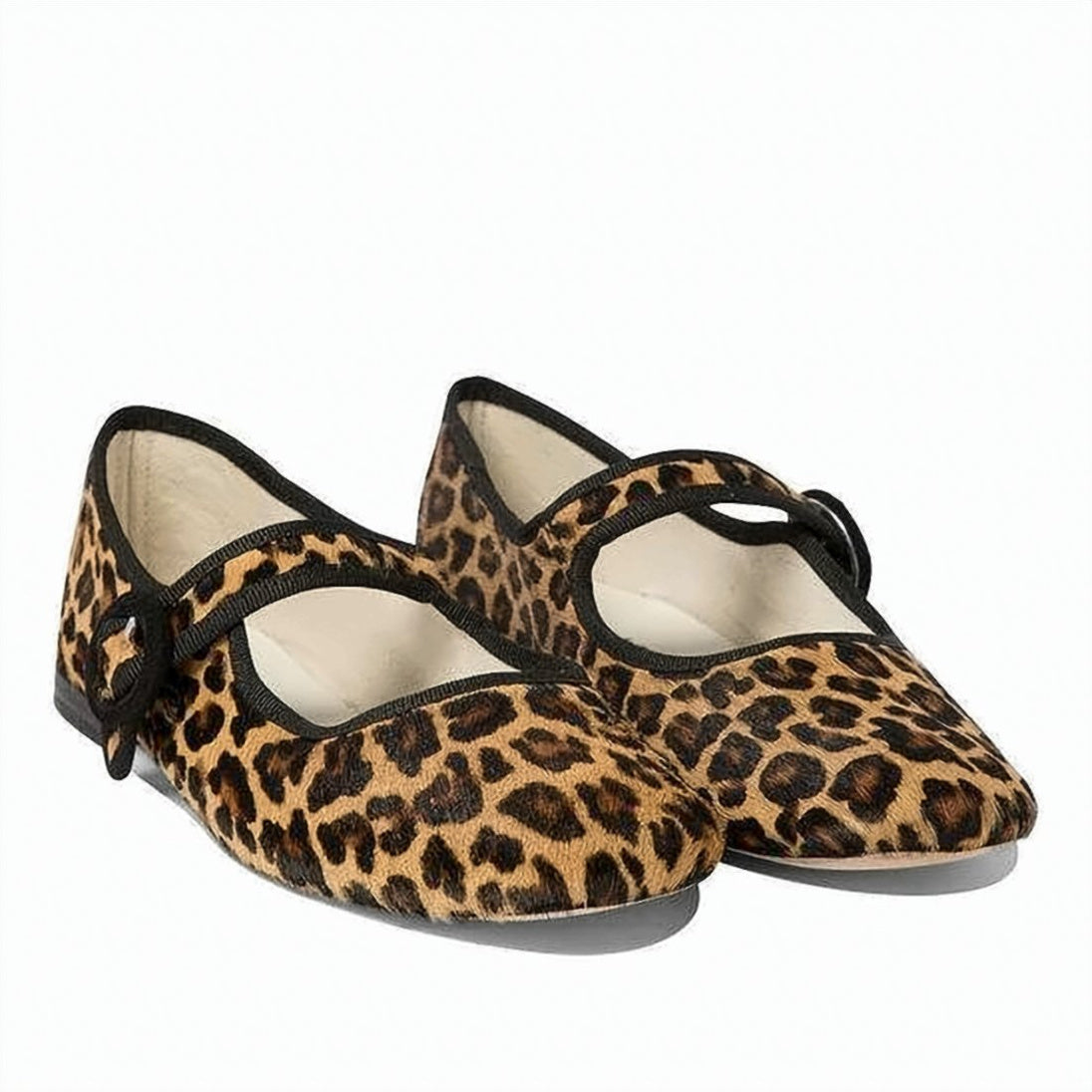 Leopard Print Cowhide Leather Flats