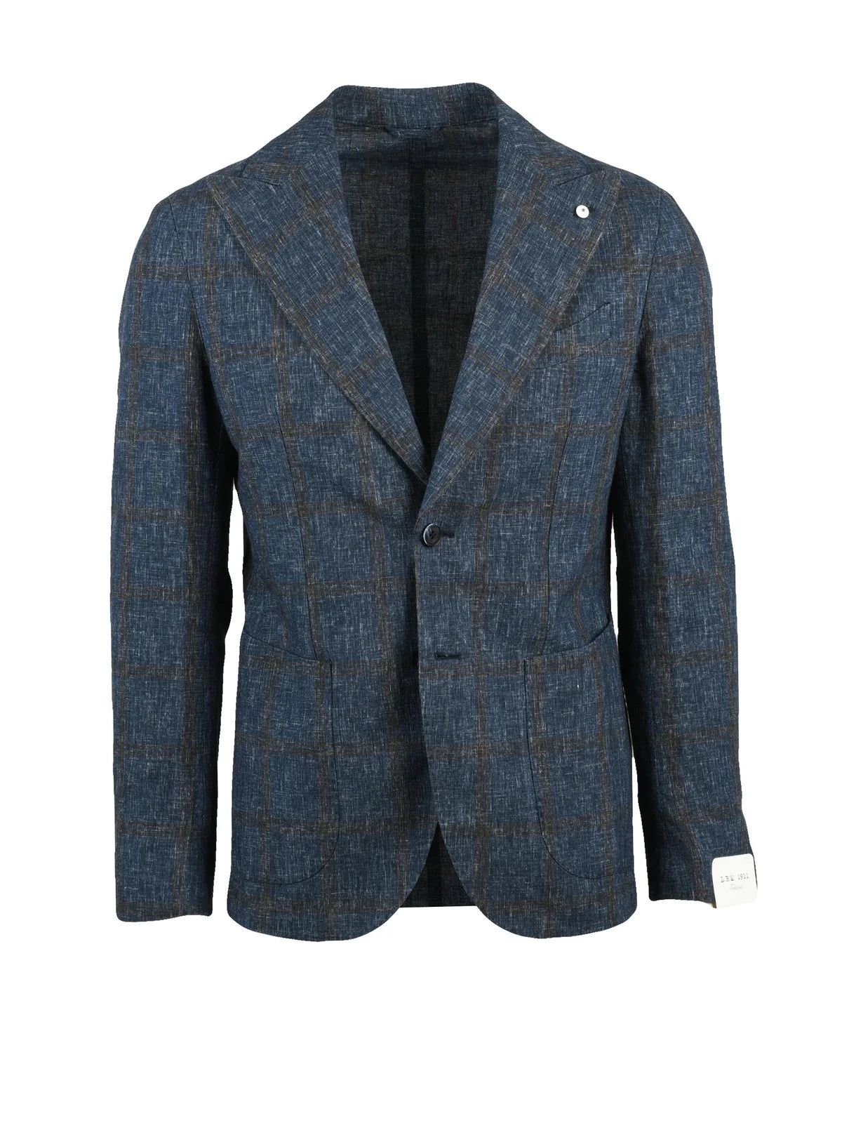 Blue Linen Cotton Fitted Jacket