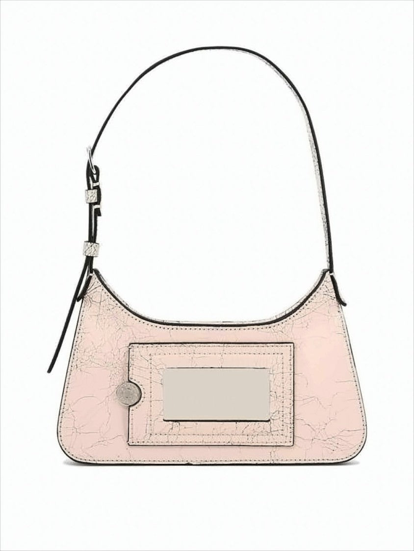 Textured Leather Shoulder Bag With Adjustable Strap