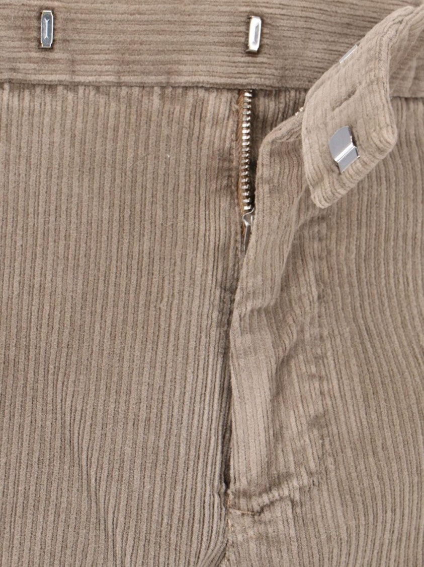 Beige Corduroy Trousers With Straight Fit