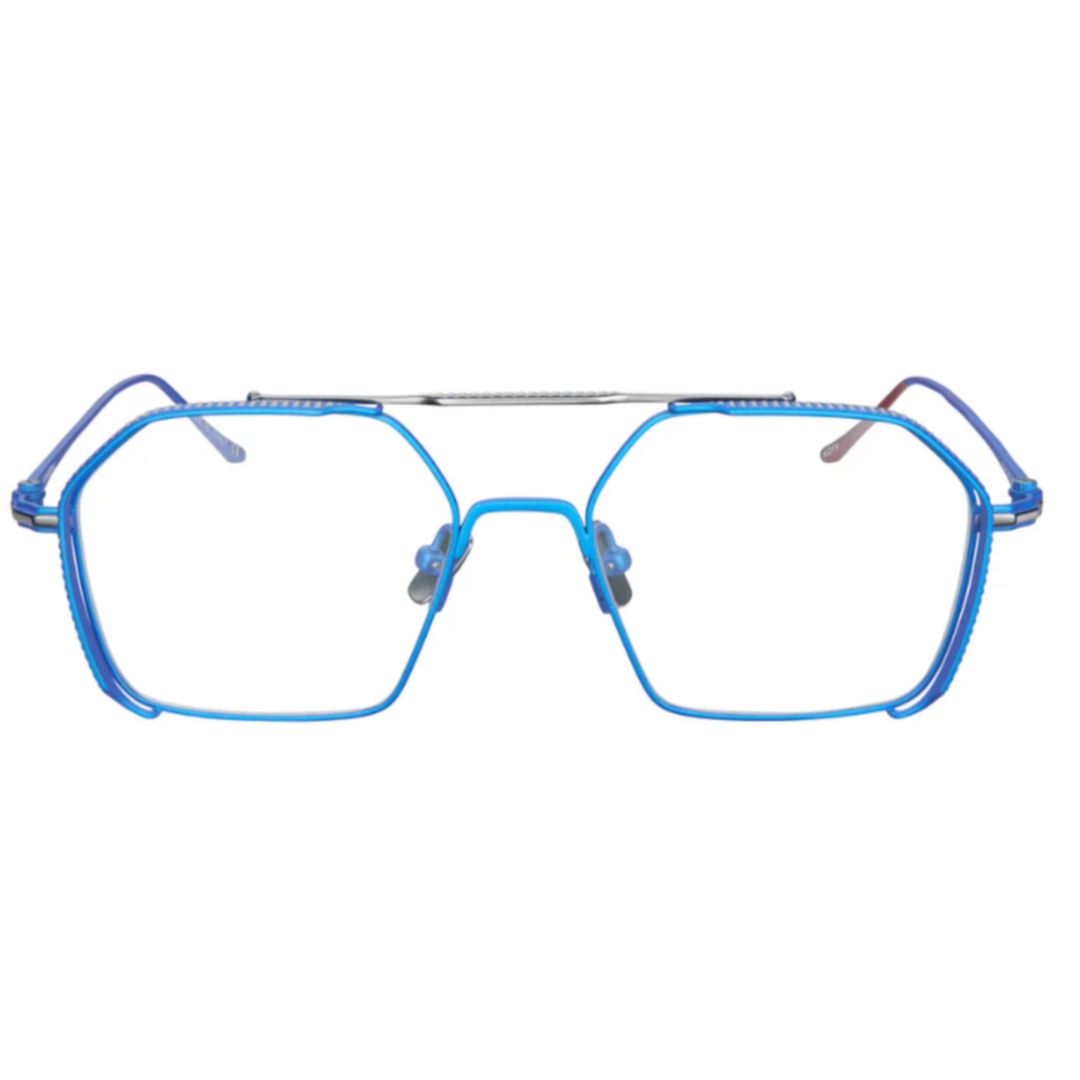Koyv Collection Kv-4 Geometric Titanium Eyeglasses in Vibrant Blue