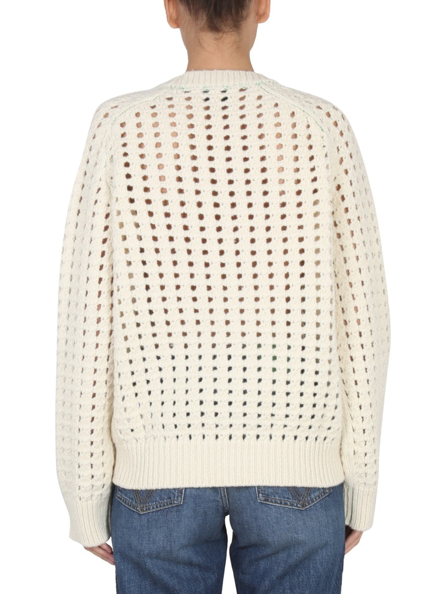 Textured Knit Sweater with Ribbed Cuffs