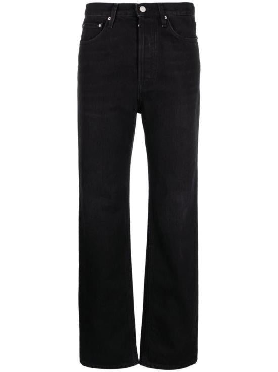 High-Waisted Straight-Leg Denim Pants with Classic Five-Pocket Design