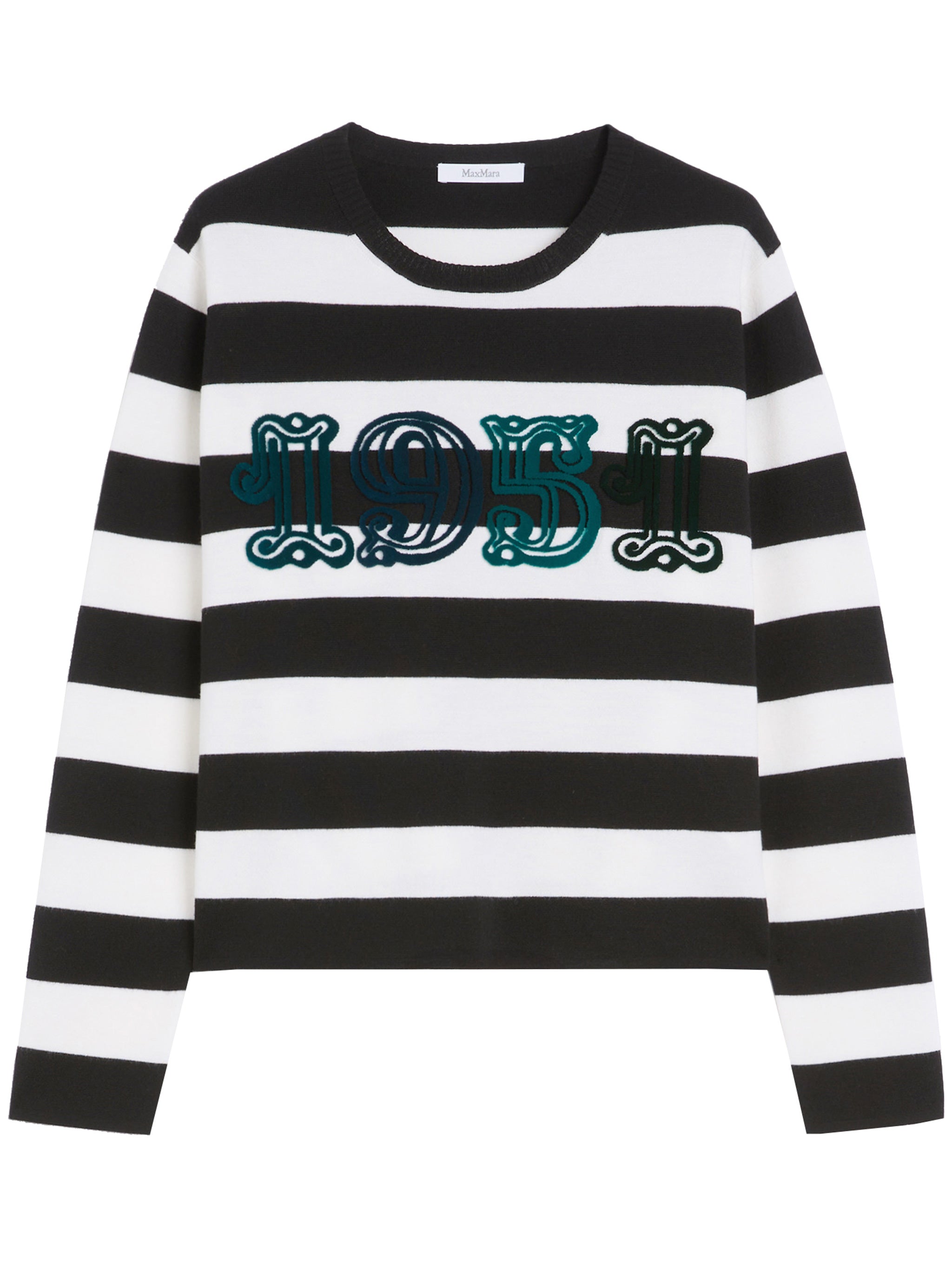 Black Viterbo Boxy Striped Wool Sweater
