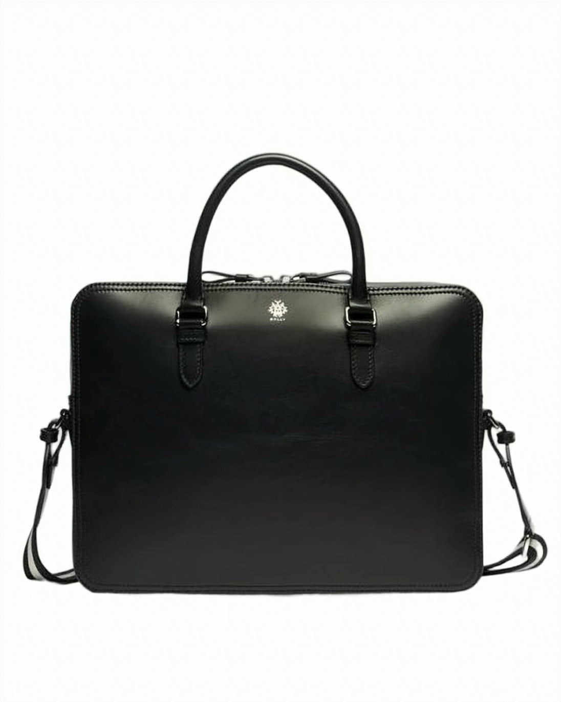 Black Structured Rectangular Cowhide Tote Bag