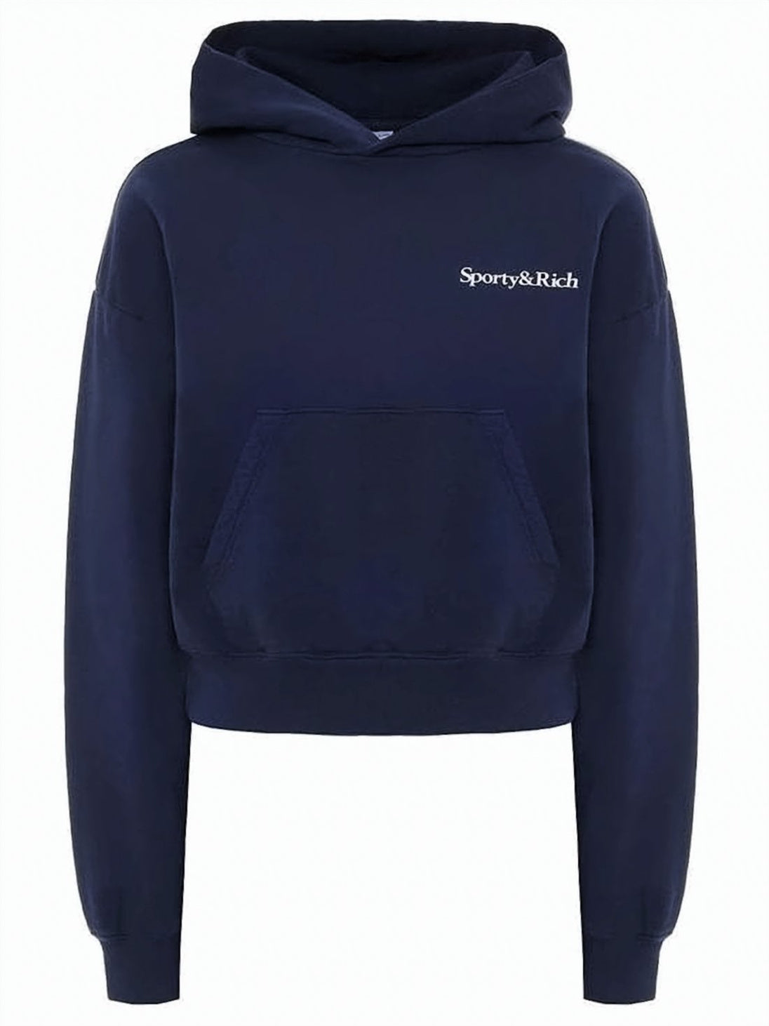 Cropped Deep Navy Hoodie with Design