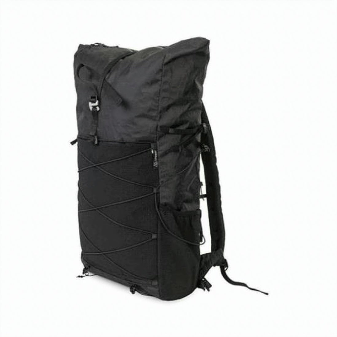 Matte Black Roll-Top Backpack with Bungee System