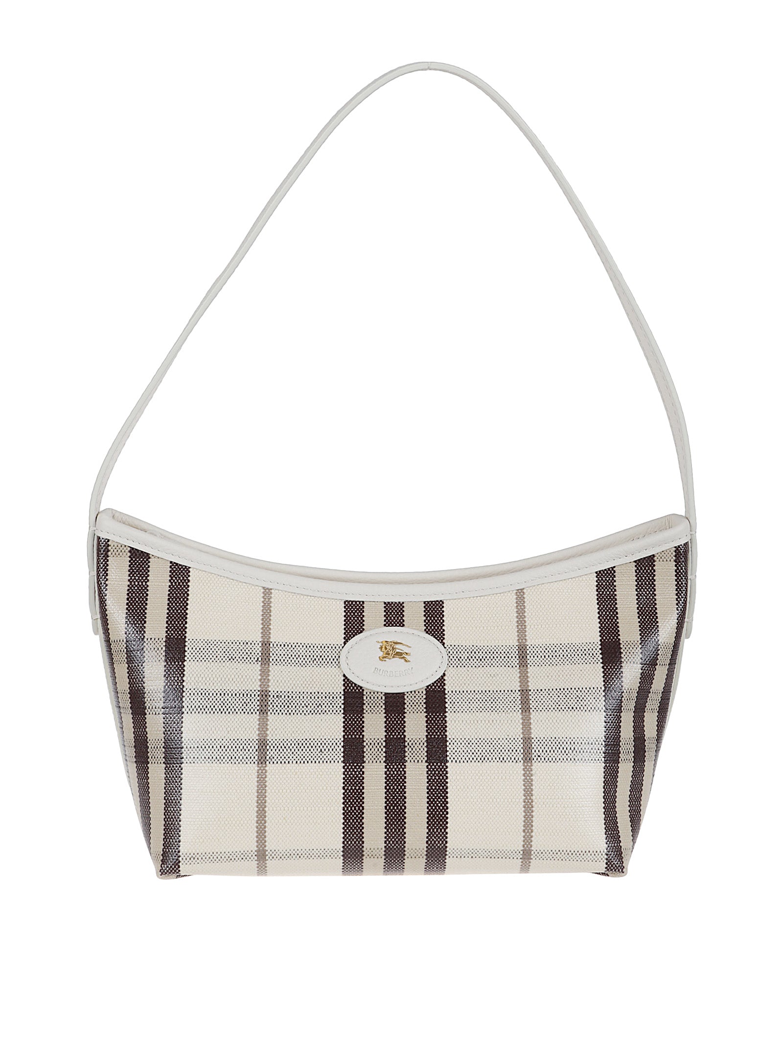 Compact Plaid Shoulder Bag in Cotton-Linen Blend