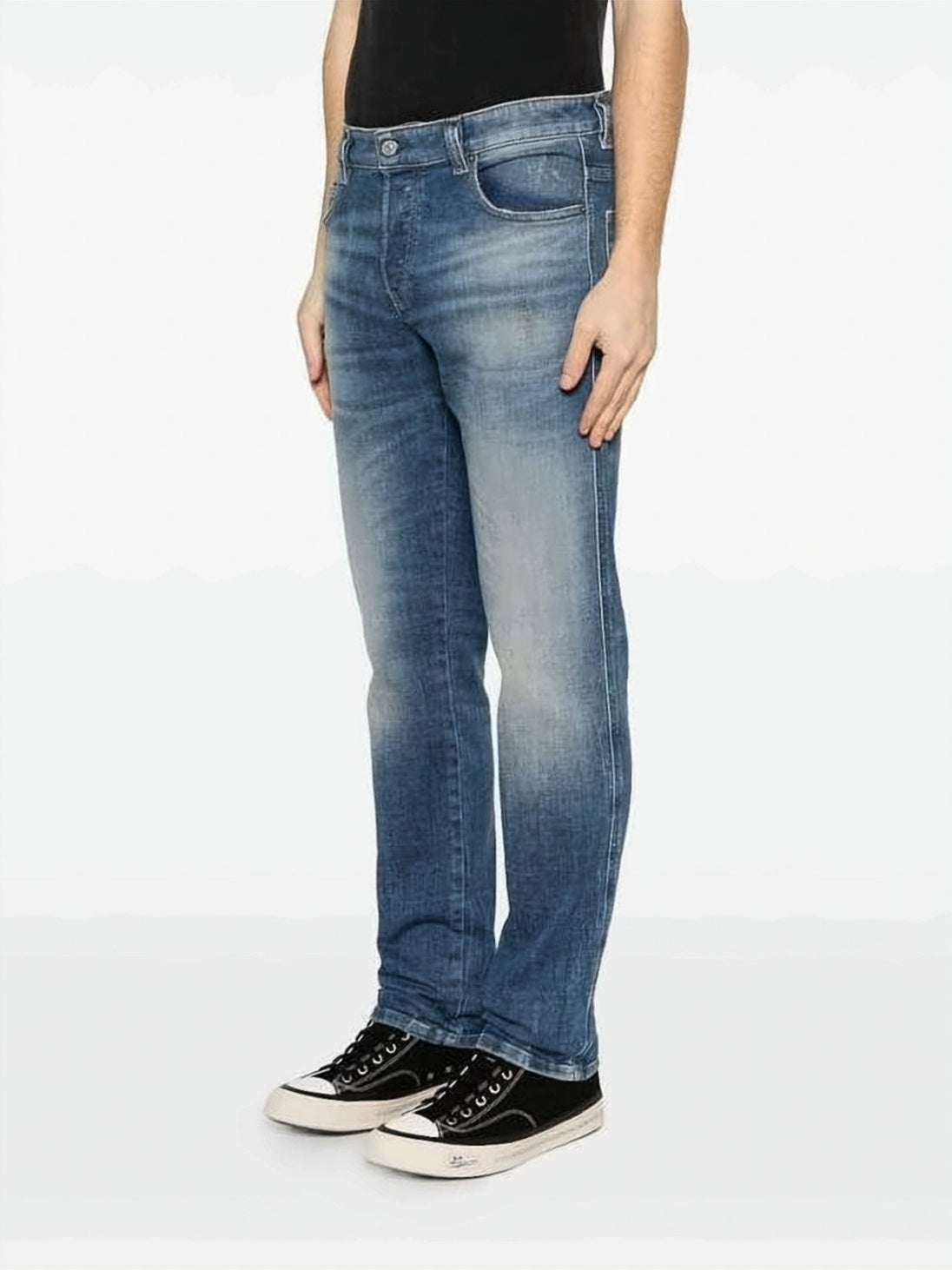 Straight-fit Denim Pants with Faded Wash
