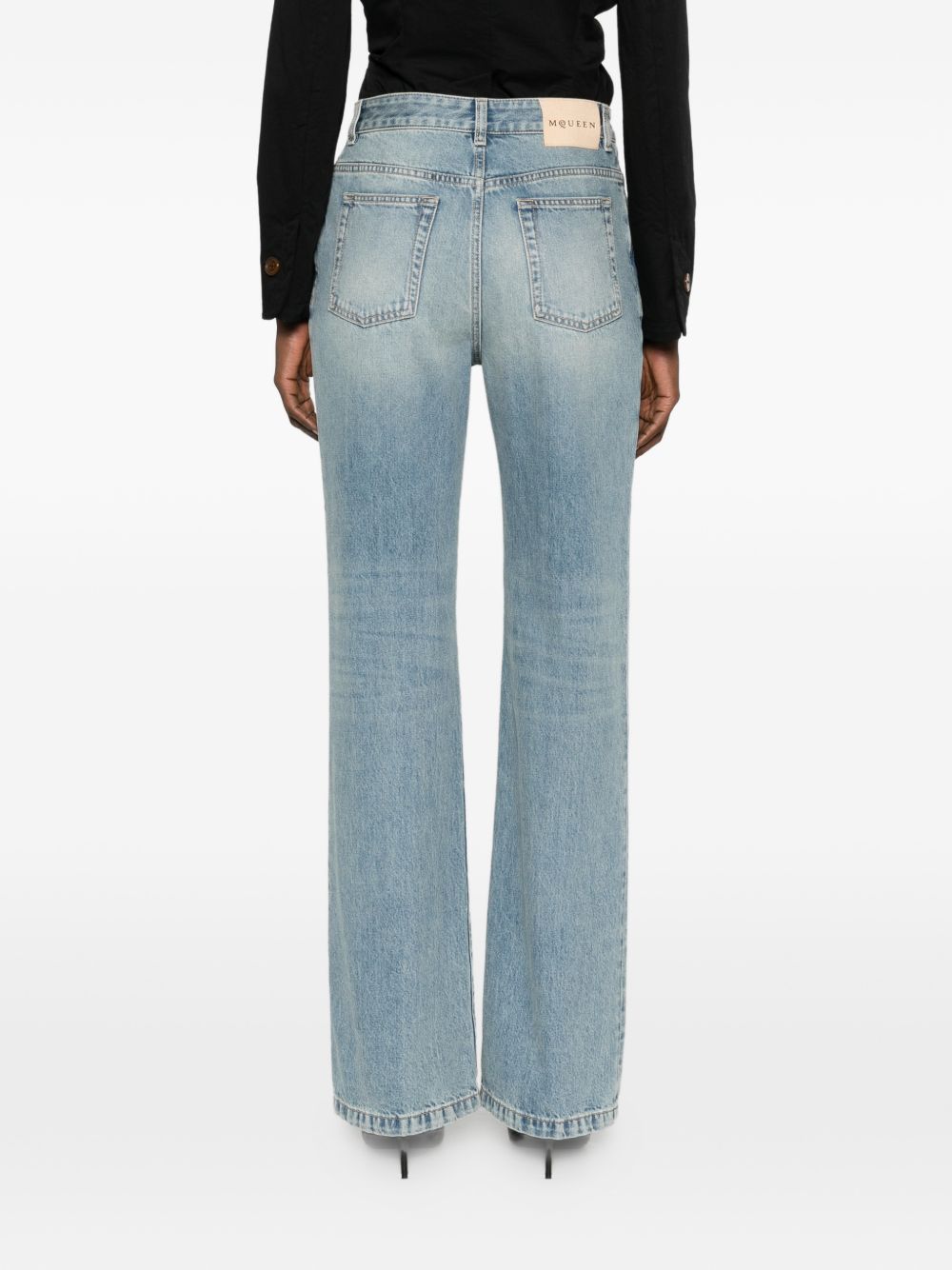 Straight Leg Washed Denim Jeans