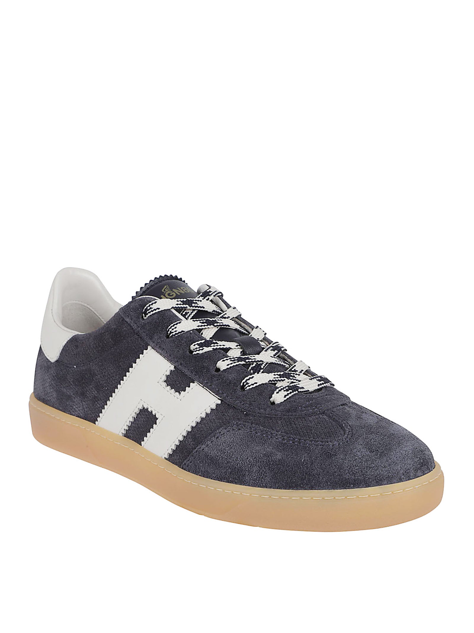 Suede Sneakers with Contrasting Leather Insert
