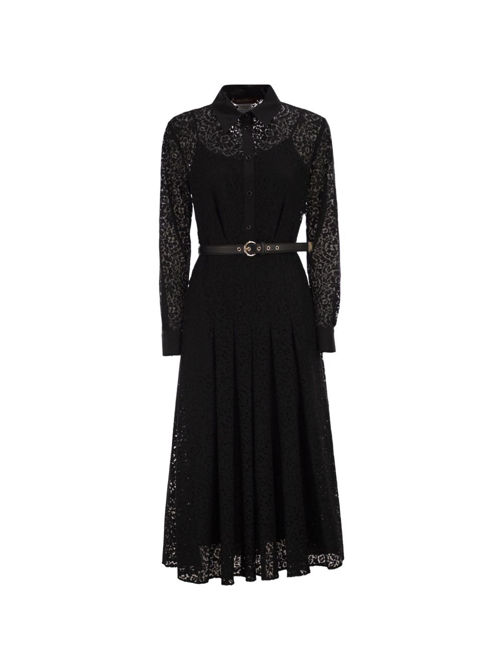 Calf-Length Pleated Dress