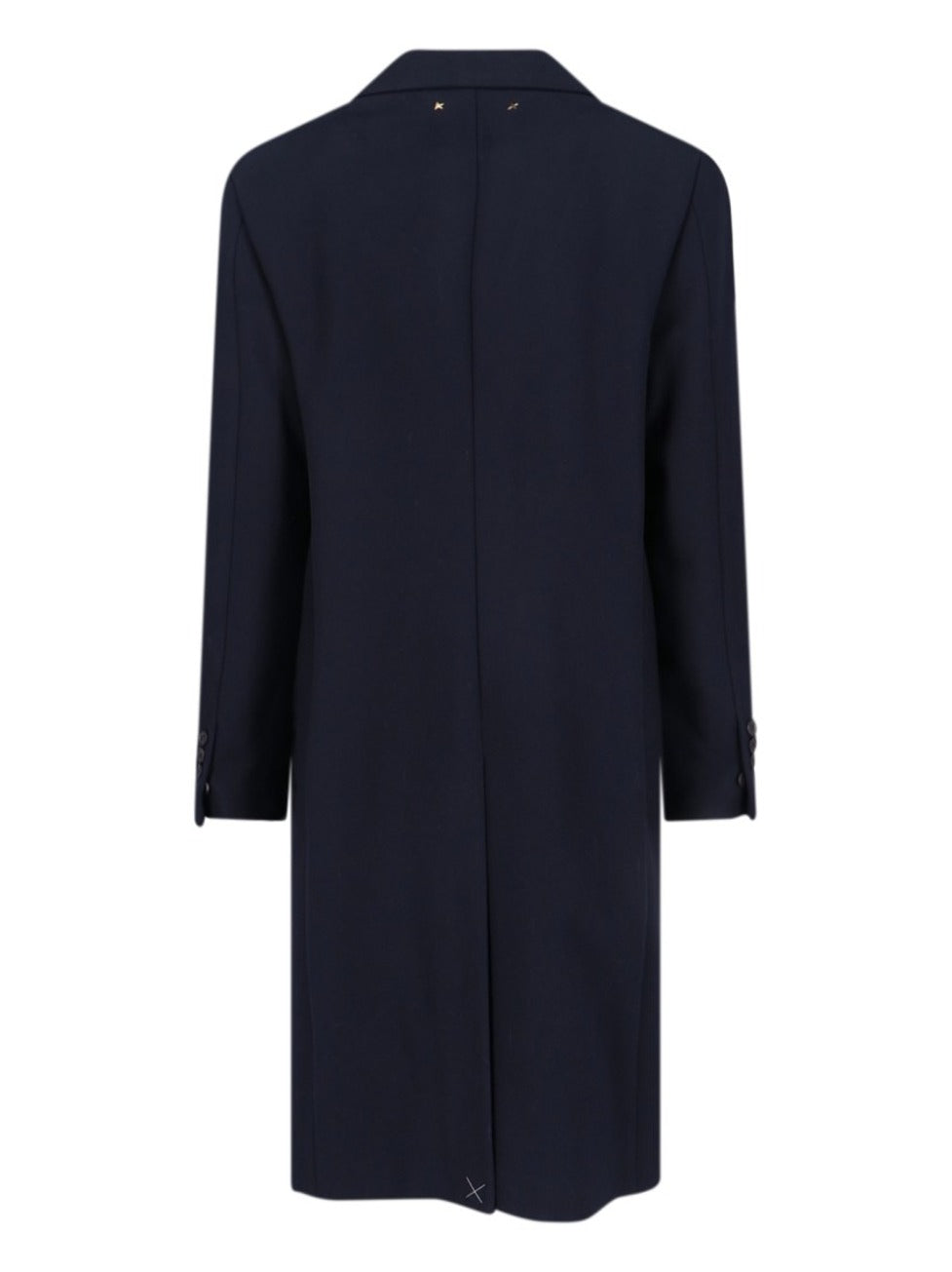 Navy Wool Blend Coat With Star Logo