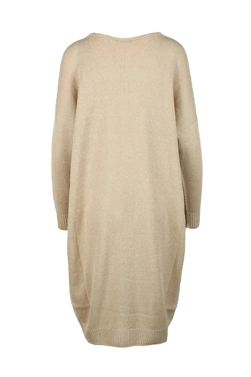 Knit Dress Cotton Linen Polyester - Beige