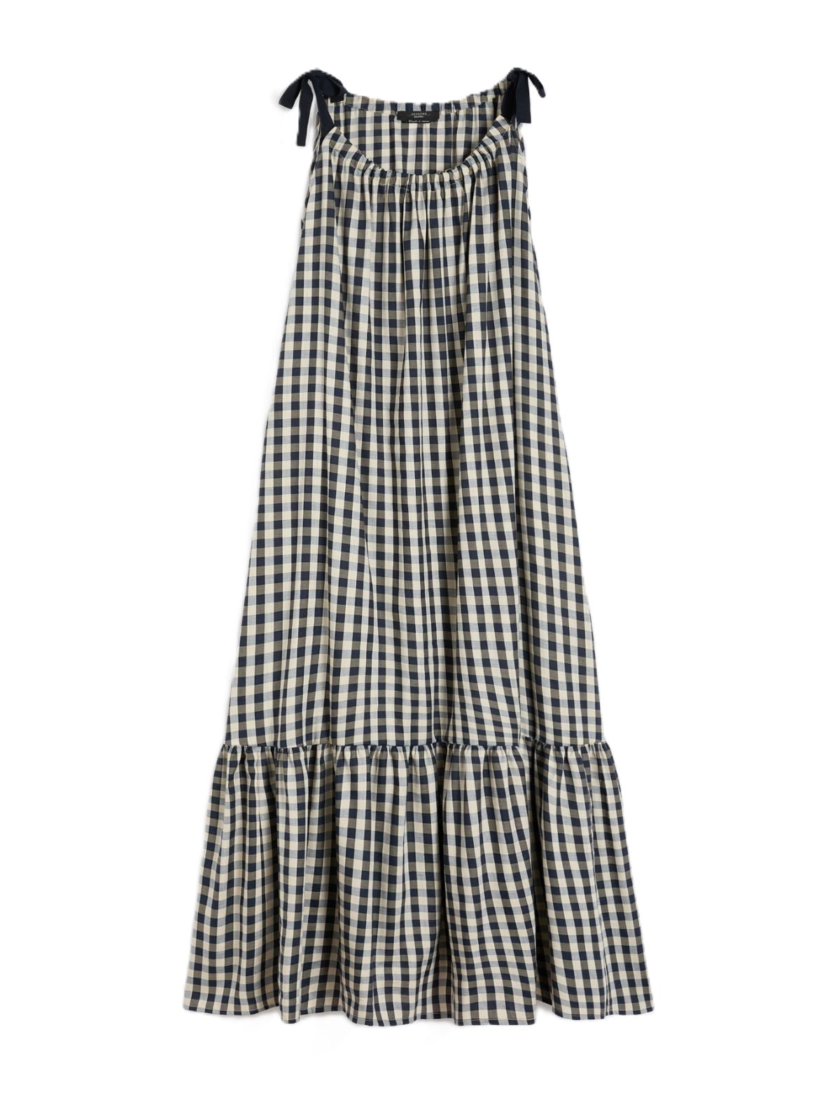 Gingham Check Maxi Dress with Ruffled Hem
