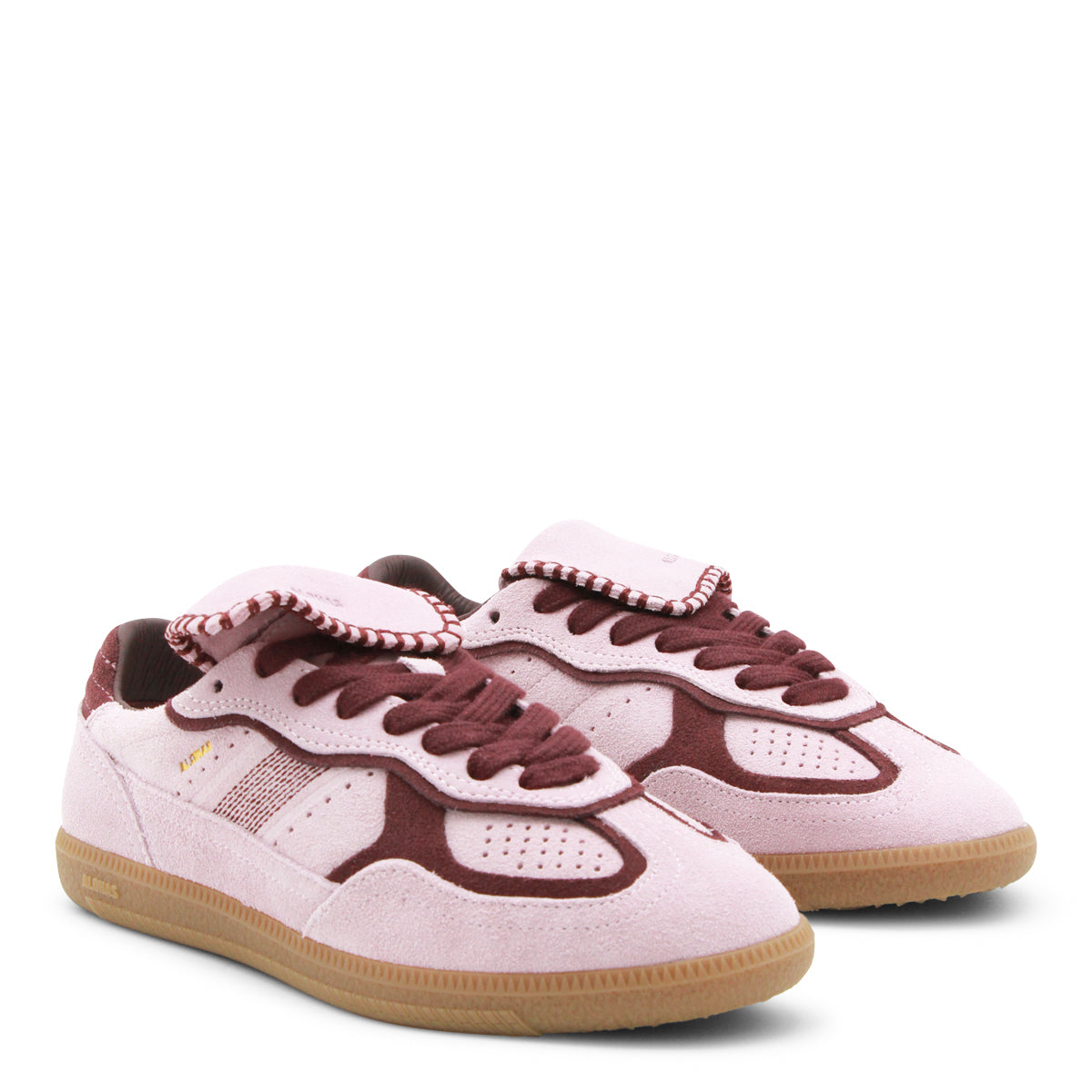 Suede Low-Top Sneakers with Burgundy Accents