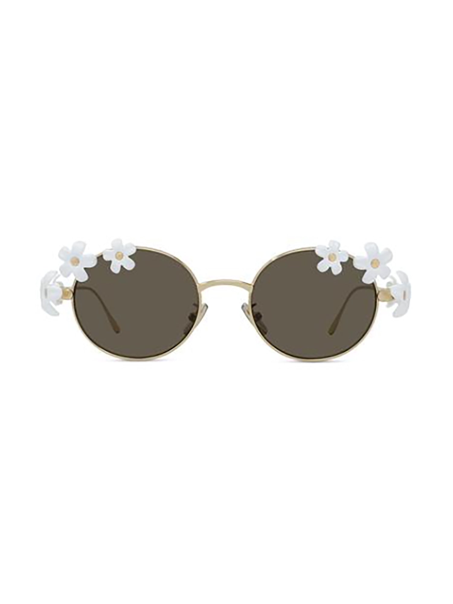 Floral-Embellished Round Frame Sunglasses