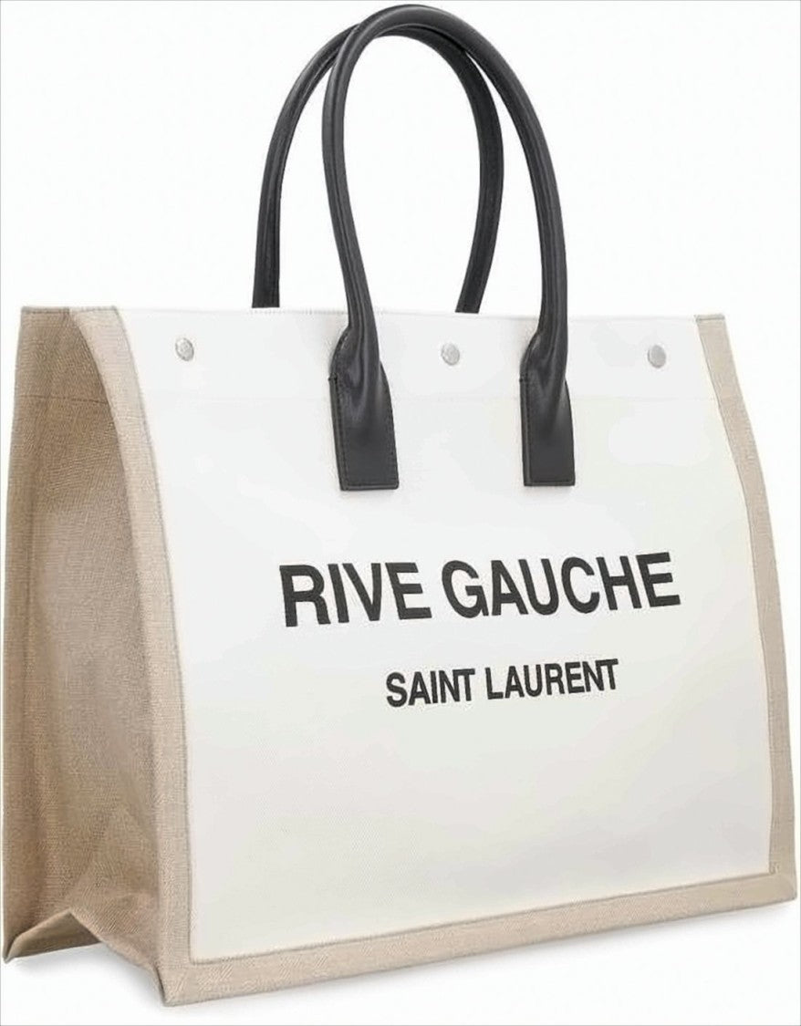 Spacious Rectangle Tote Bag with Leather Handles