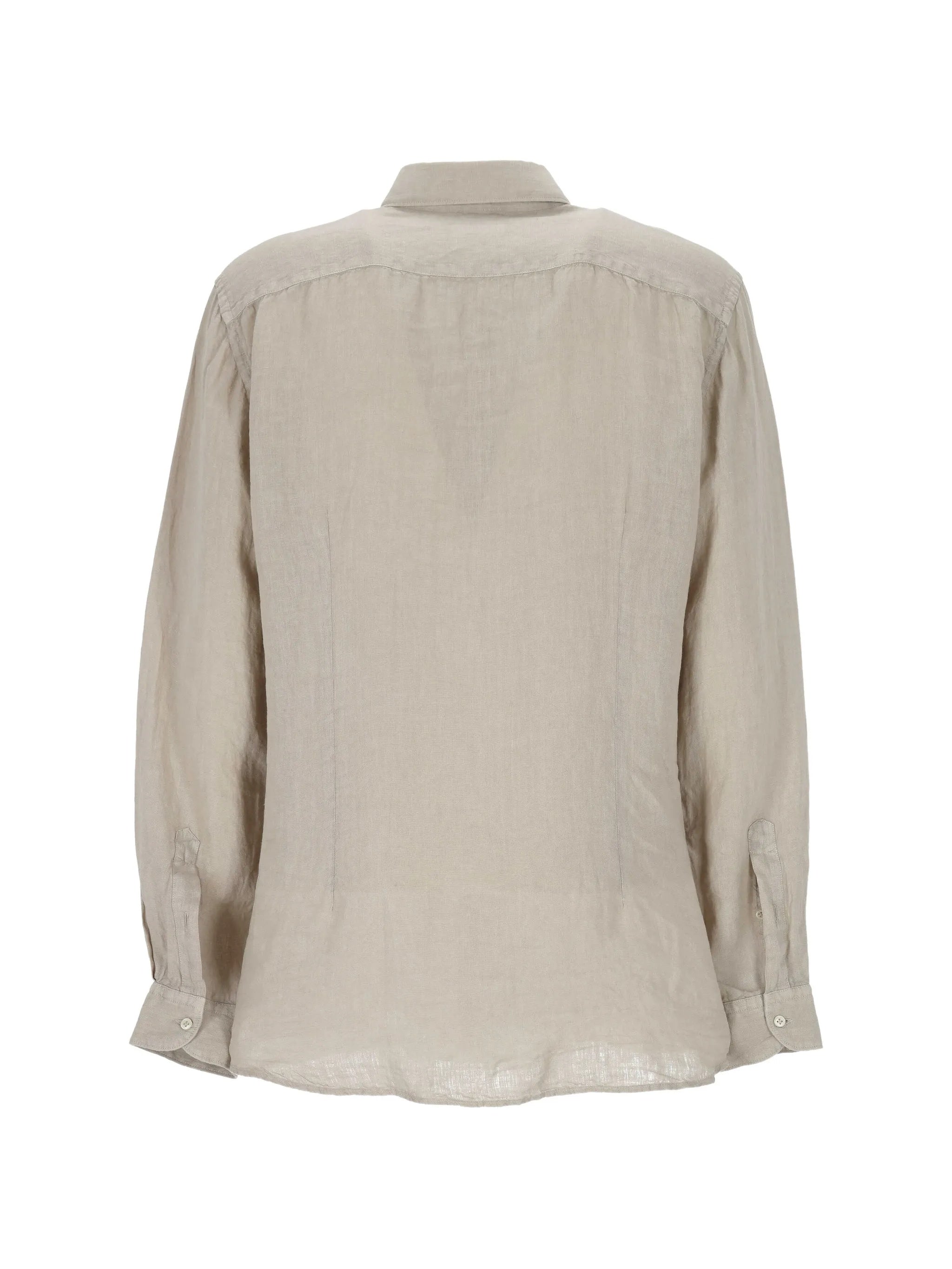 Long-Sleeve Button-Up Shirt with Classic Collar and Relaxed Fit