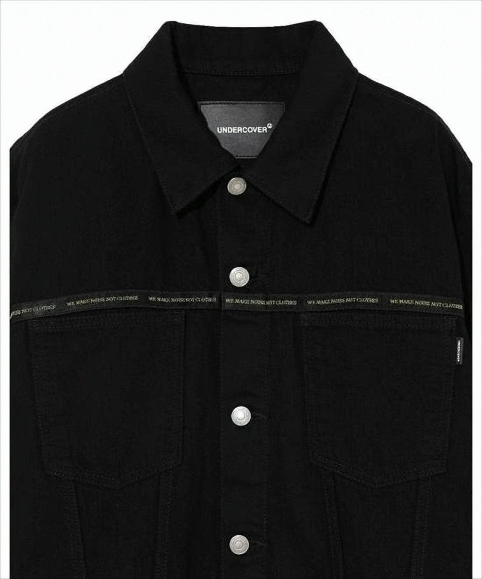 Boxy Fit Black Denim Jacket with Silver Accents