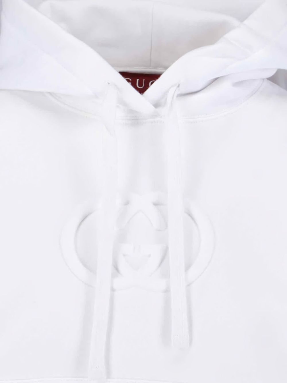 Cropped White Hoodie With And Embossed Logo