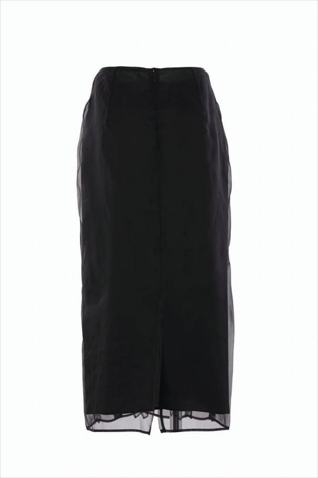 Vertical Ruffled Silk Midi Skirt