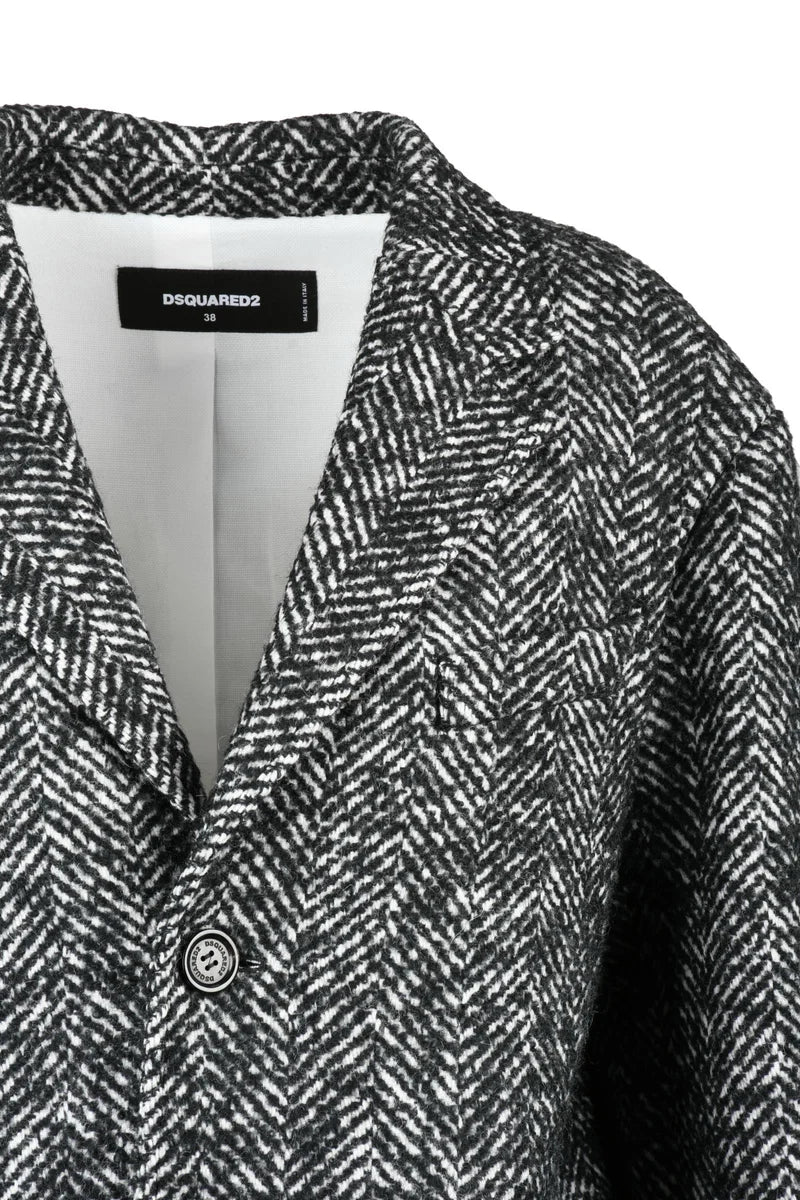Patterned Coat - Black/White