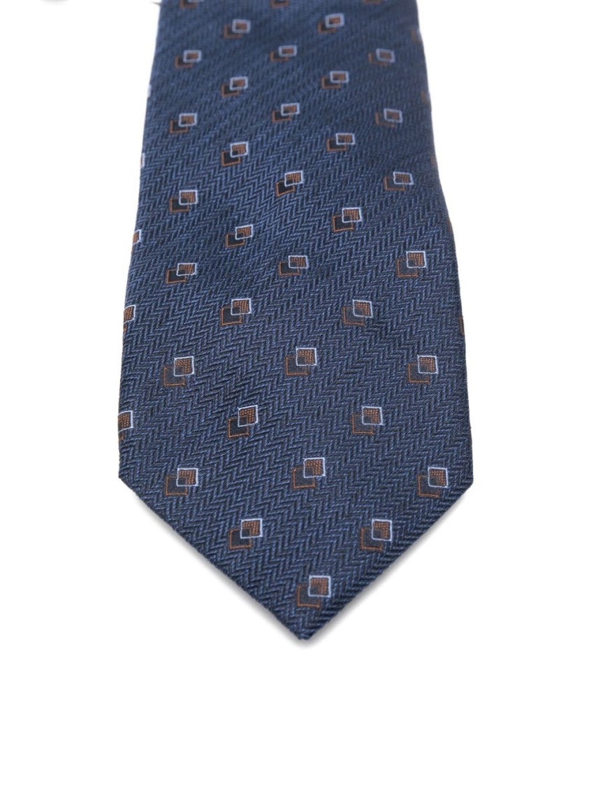 Silk Blue Tie With Subtle Herringbone