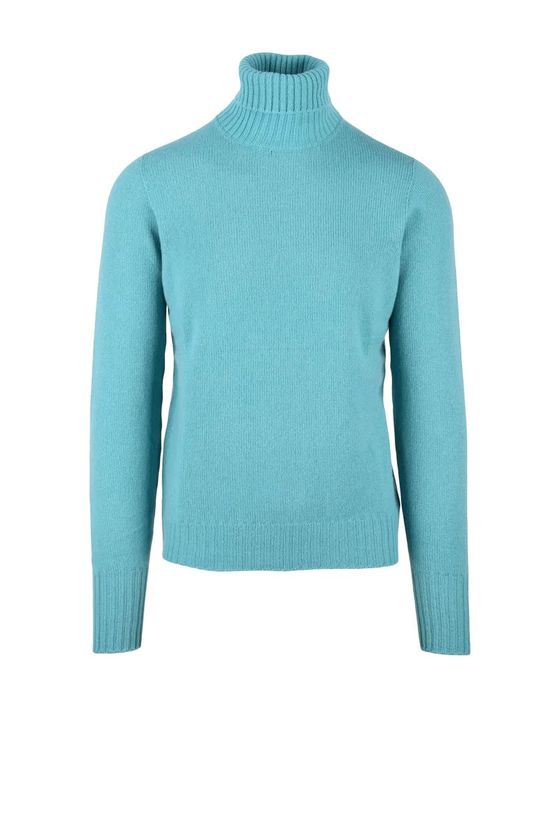 High Neck Merino Wool Sweater - Turquoise