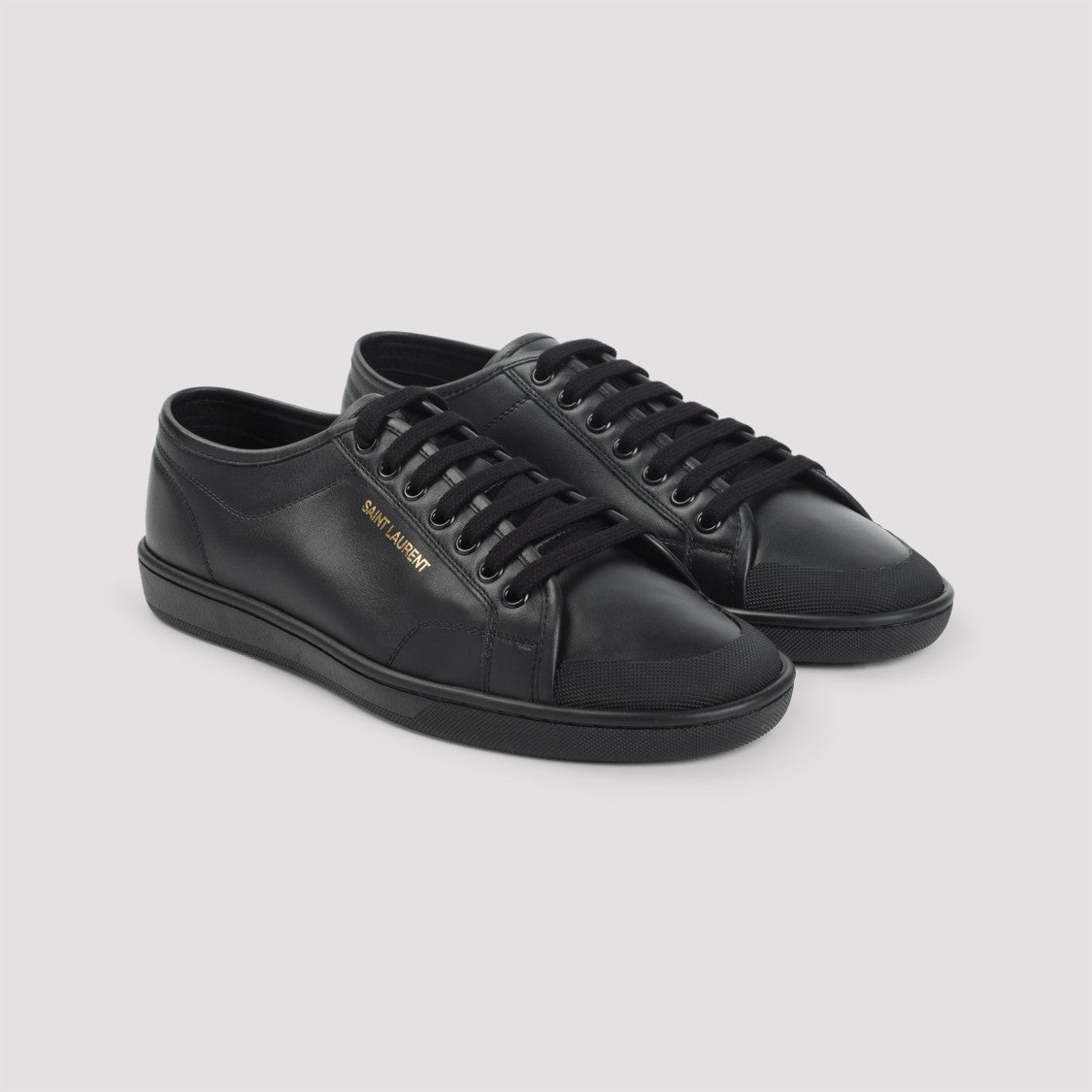Black Leather Sneakers With Minimalist Design