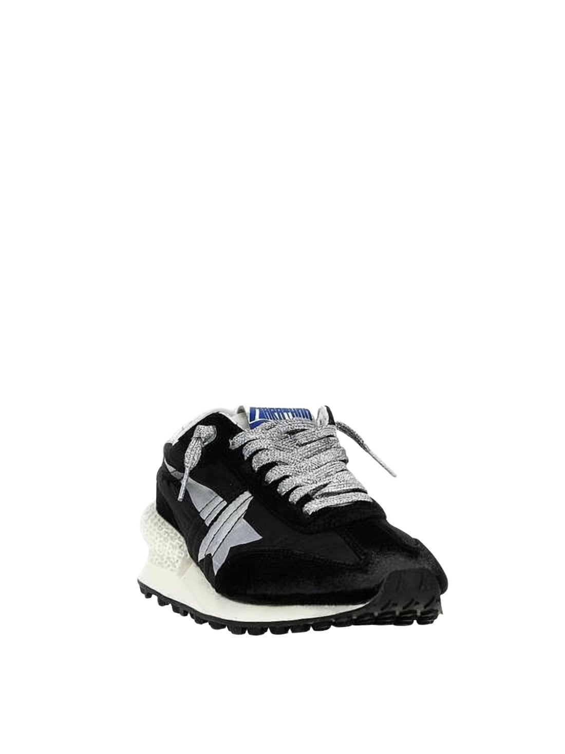 Textured Black Upper Sneakers with Silver Accents