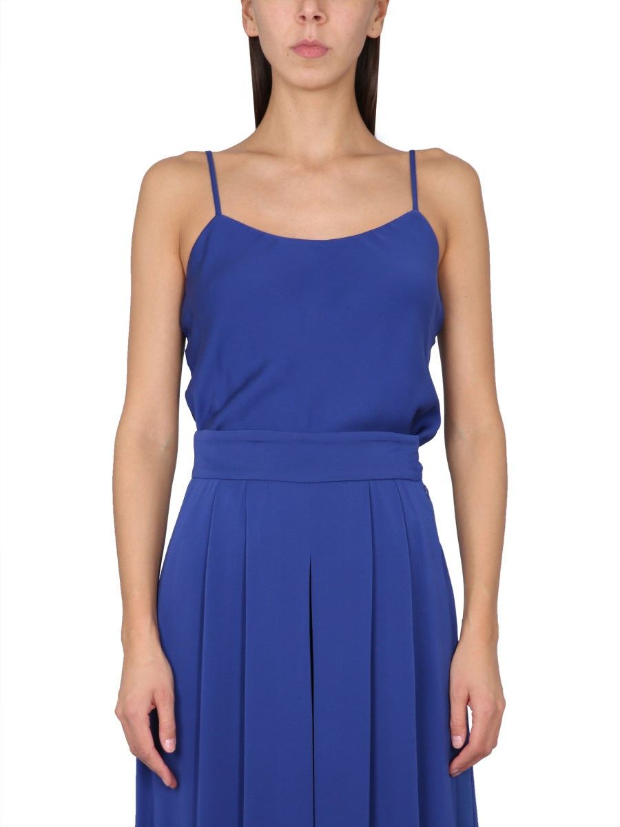 Silk Charmeuse Tuxedo Top with Epaulettes
